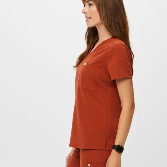 Figs Catarina One Pocket Scrub Top Auburn EUC Small - Picture 2 of 3